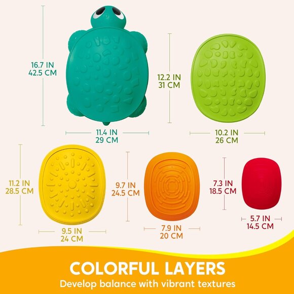 5 Pcs Turtle Balance Stepping Stones, Kids Turtle Path Jumping Stones, Toddler O - Picture 6 of 7